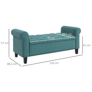Türkise HOMCOM Sitzbank mit Stauraum, gepolstert, Maße 126x48,5x47 cm. Ideal als Schuhbank.