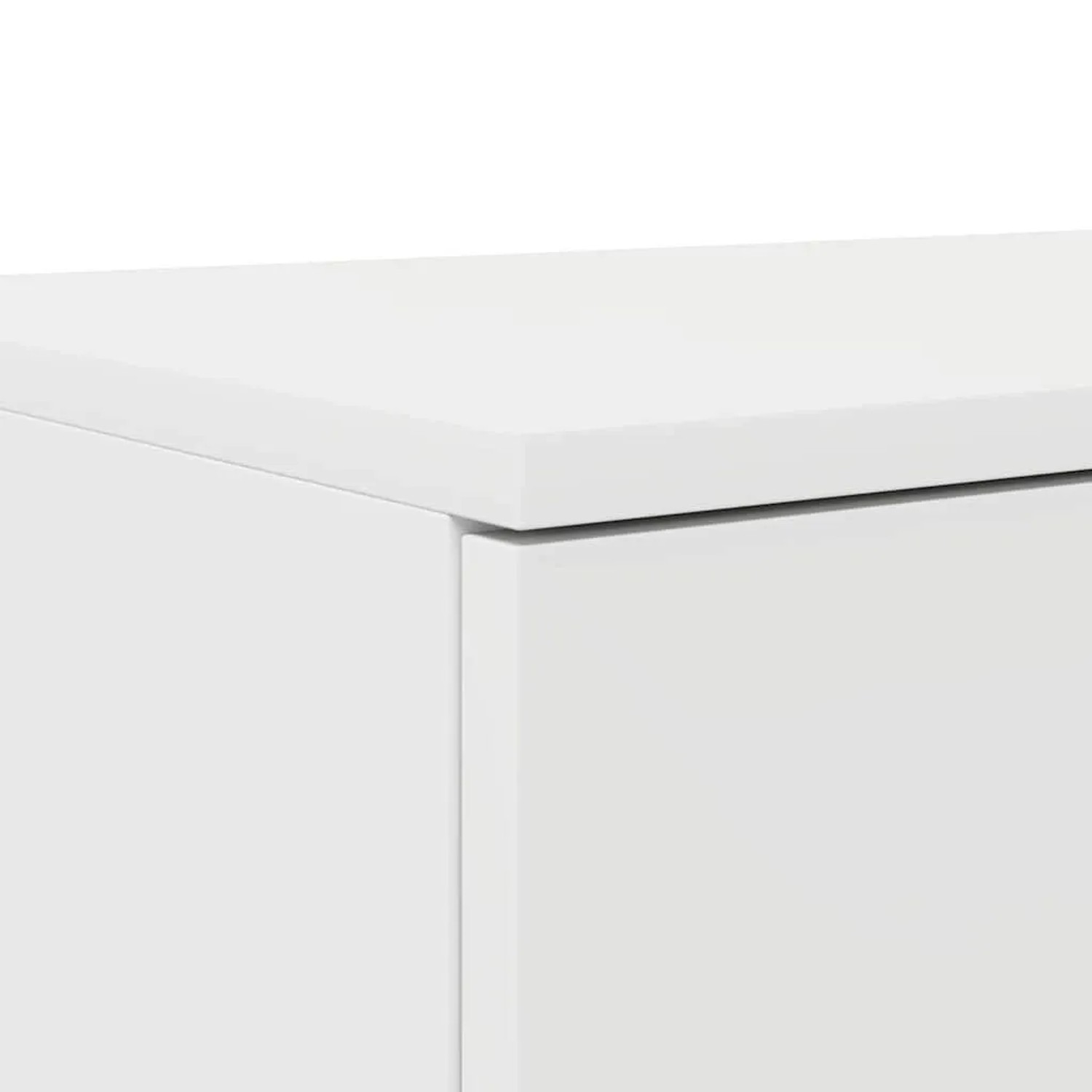 Detailaufnahme: Weiße vidaXL Bettschublade aus Holzwerkstoff.