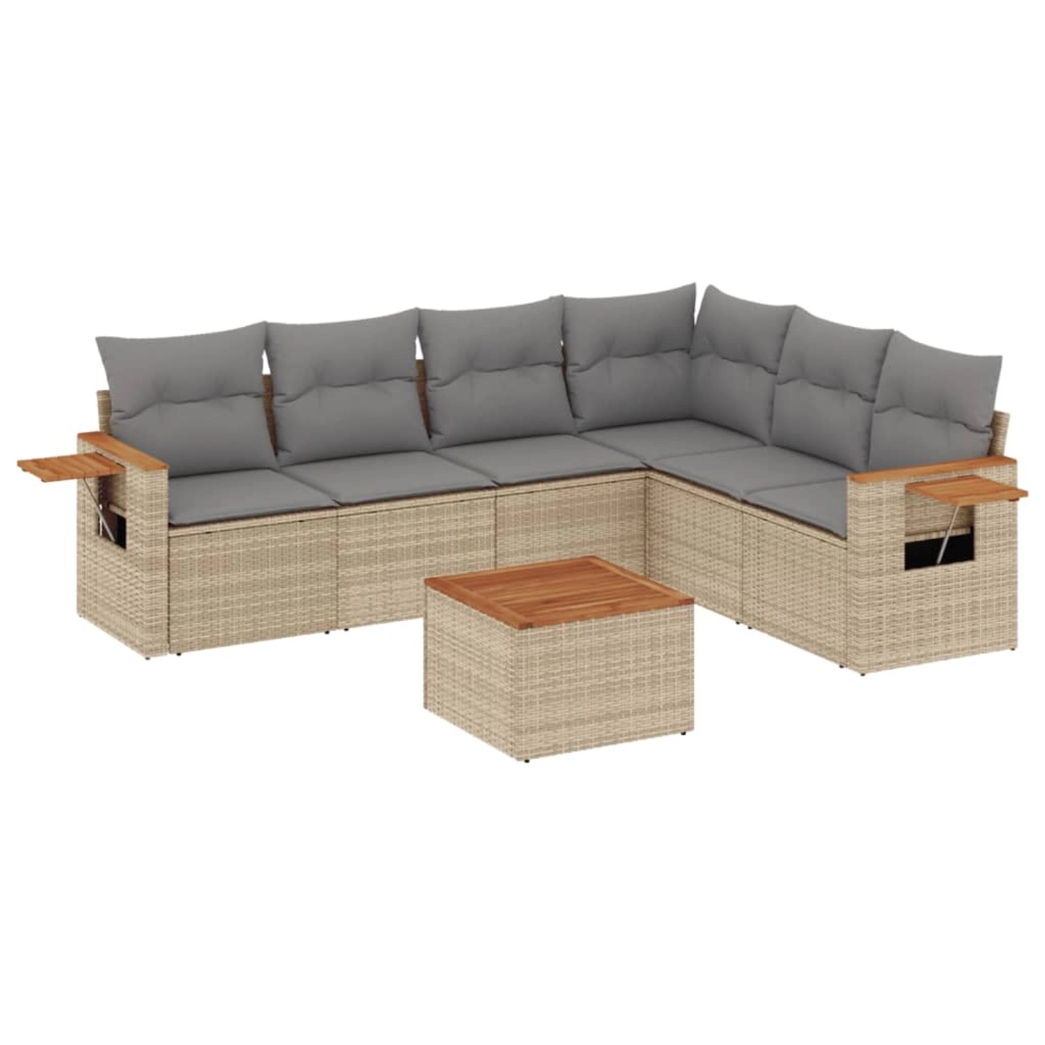 vidaXL 7-Tlg Garten-Sofagarnitur mit Kissen Beige Poly Rattan 3259252 günstig online kaufen