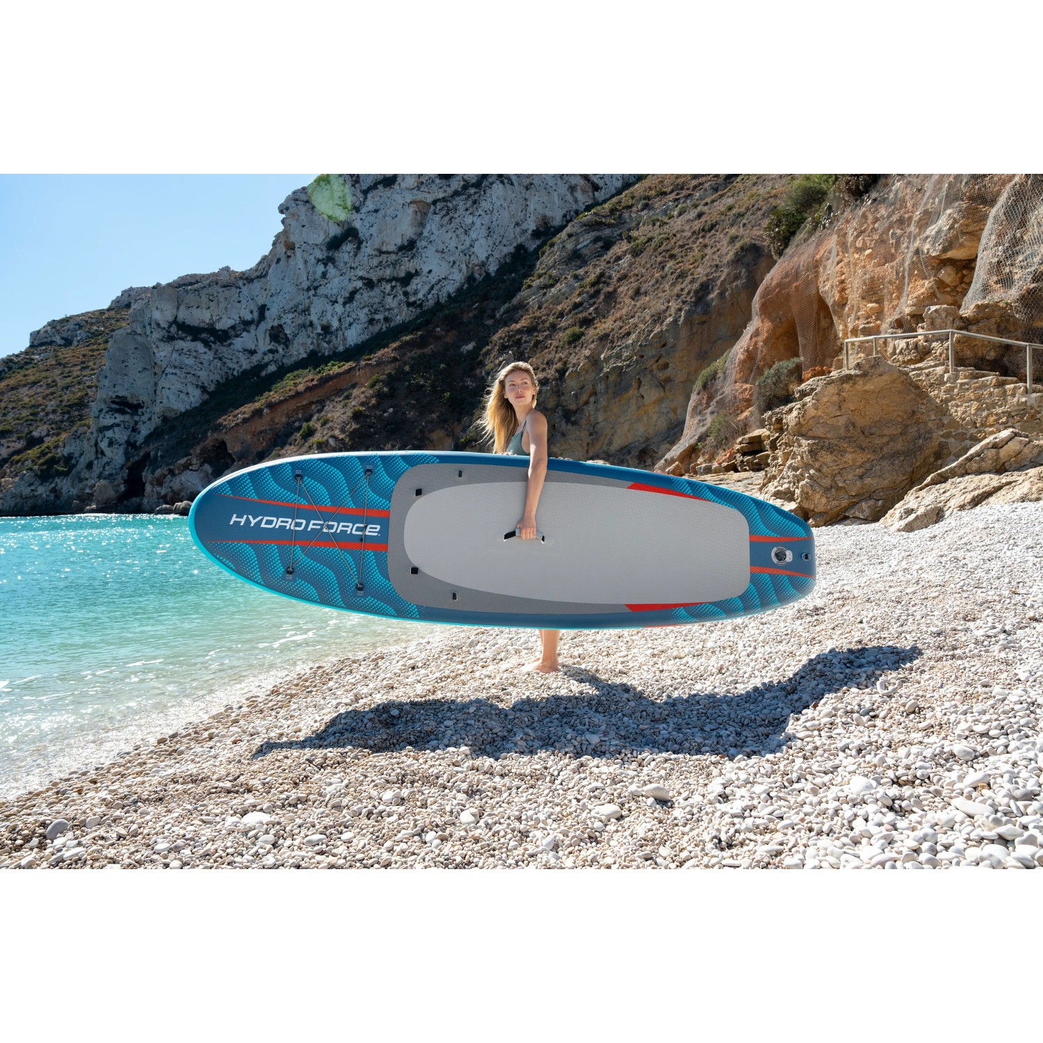 Bestway SUP Allround Board Oceana Set, blaues Stand Up Paddle Board mit Sitz, 305 cm lang.
