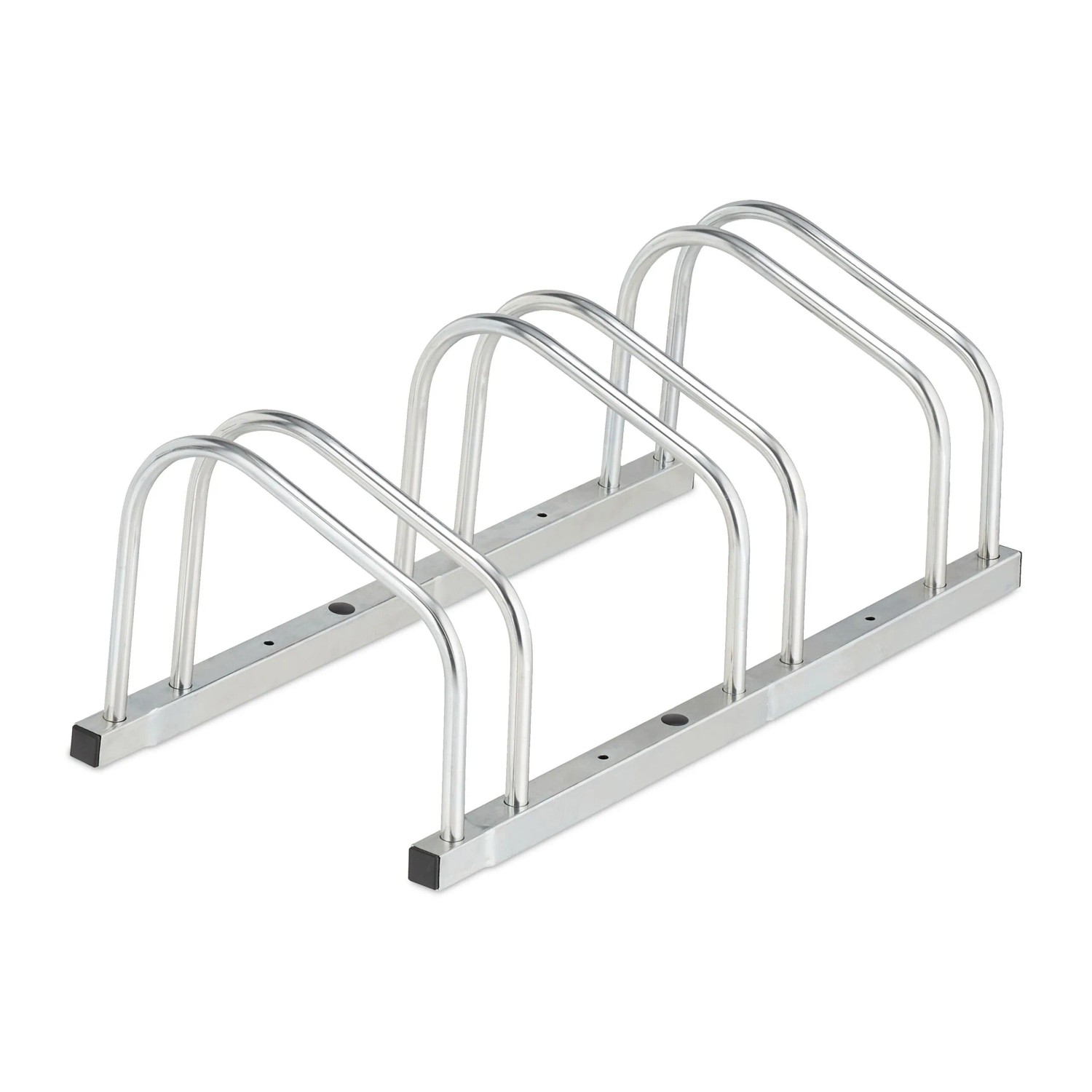 Relaxdays Fahrradständer Stahl Silber für 3 Fahrräder Witterungsbeständig 26 cm x 70,5 cm x 33,5 cm 3,2 kg