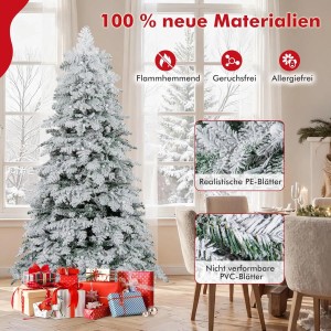 180 cm hoher künstlicher Weihnachtsbaum, schneebedeckt, mit warmweißen LED-Lichtern.