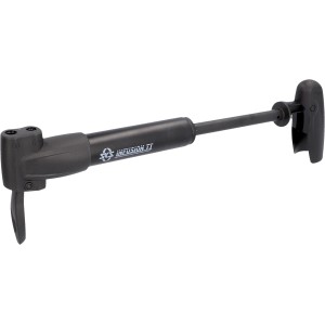 Schwarze SKS Mini-Pumpe Infusion TT für Fahrradreifen mit T-Griff und Teleskopfunktion.