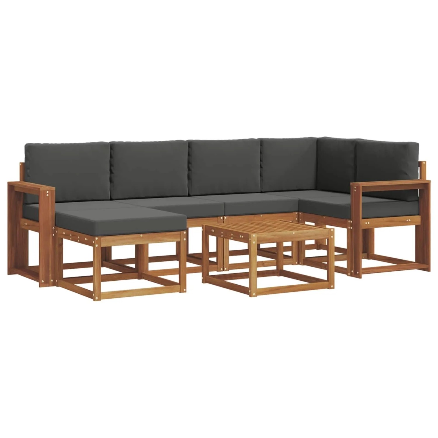 Thumbnail - vidaXL Outdoor-Sofagarnitur mit Kissen 7 Stk Natur und Anthrazit 3366680