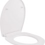 Weißer WC-Sitz AquaSu Snake mit Absenkautomatik, Duroplast, Scharniere aus Kunststoff.