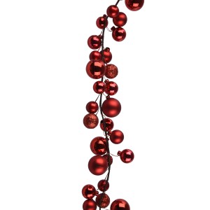 Rote Decoris Kunststoffkugel-Girlande, 180 cm, für festliche Weihnachtsdeko.