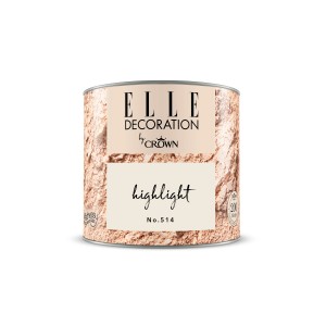 ELLE DECORATION by Crown Wandfarbe Highlight No. 514, matte, pudrige Buntfarbe im Farbmuster auf Dose.