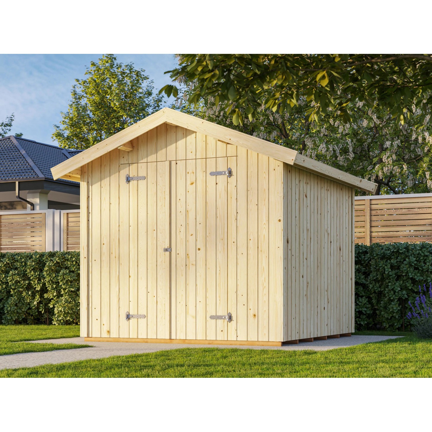Palmako Gerätehaus Nils 233 x 239 cm Lackiert Dunkelgrau FSC®