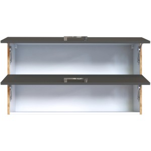 Held Möbel Klapphängeschrank Sorrento, anthrazit/Wotaneiche, mit zwei geöffneten Klappen.