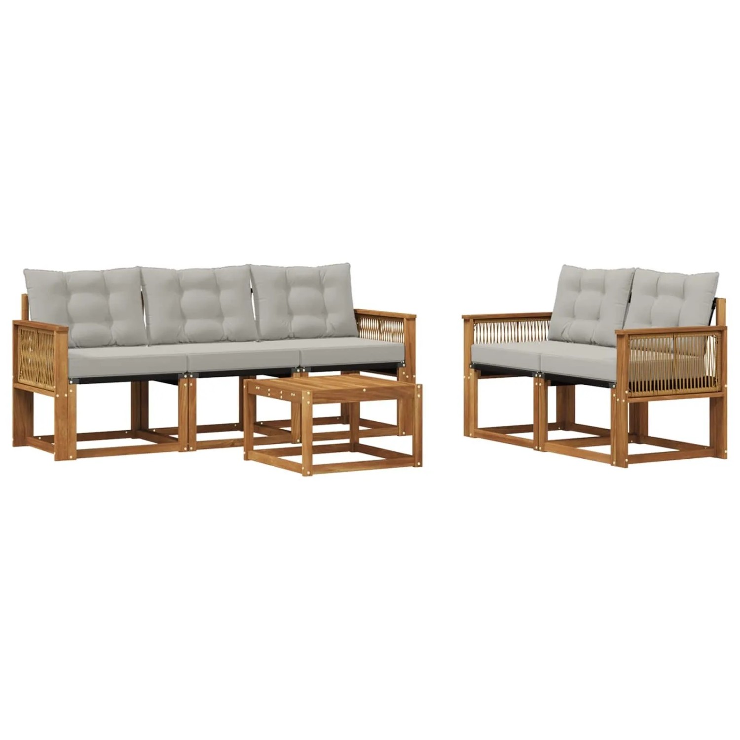 vidaXL Outdoor-Sofagarnitur mit Kissen 6 Stk Natur und Hellgrau 3381779