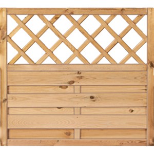 T&J Sichtschutzzaun Maxi-Massiv Ranki, grün imprägniert, 100x90 cm. Holzzaun mit Rankgitter.