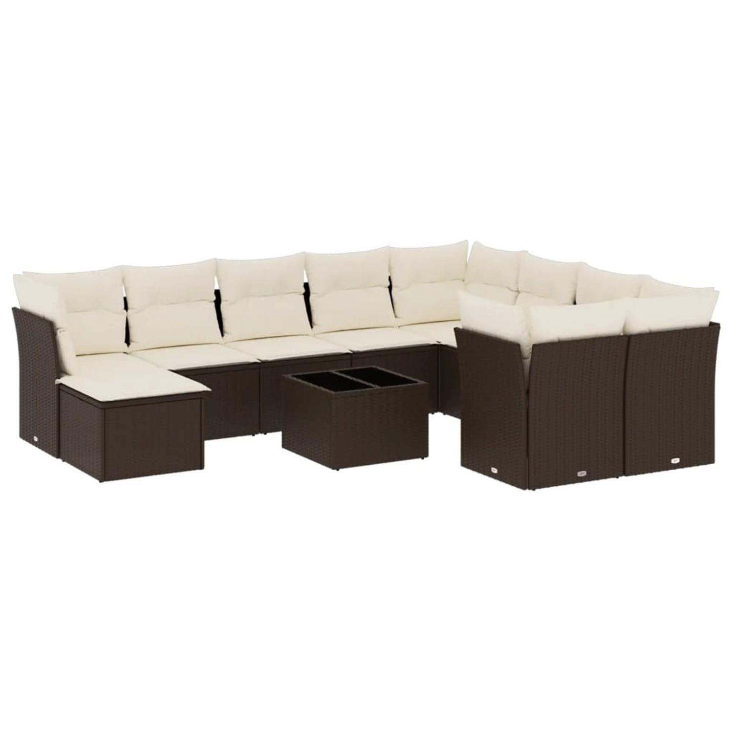 vidaXL 11-Tlg Garten-Sofagarnitur mit Kissen Braun Poly Rattan 3218603 günstig online kaufen