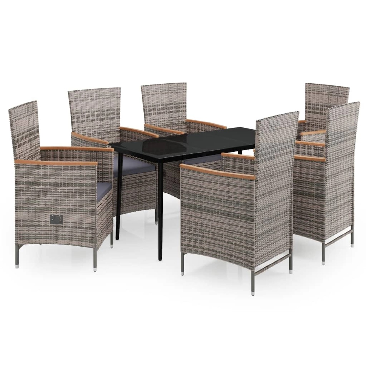 vidaXL 7-Tlg Garten-Essgruppe mit Kissen Grau 3099452