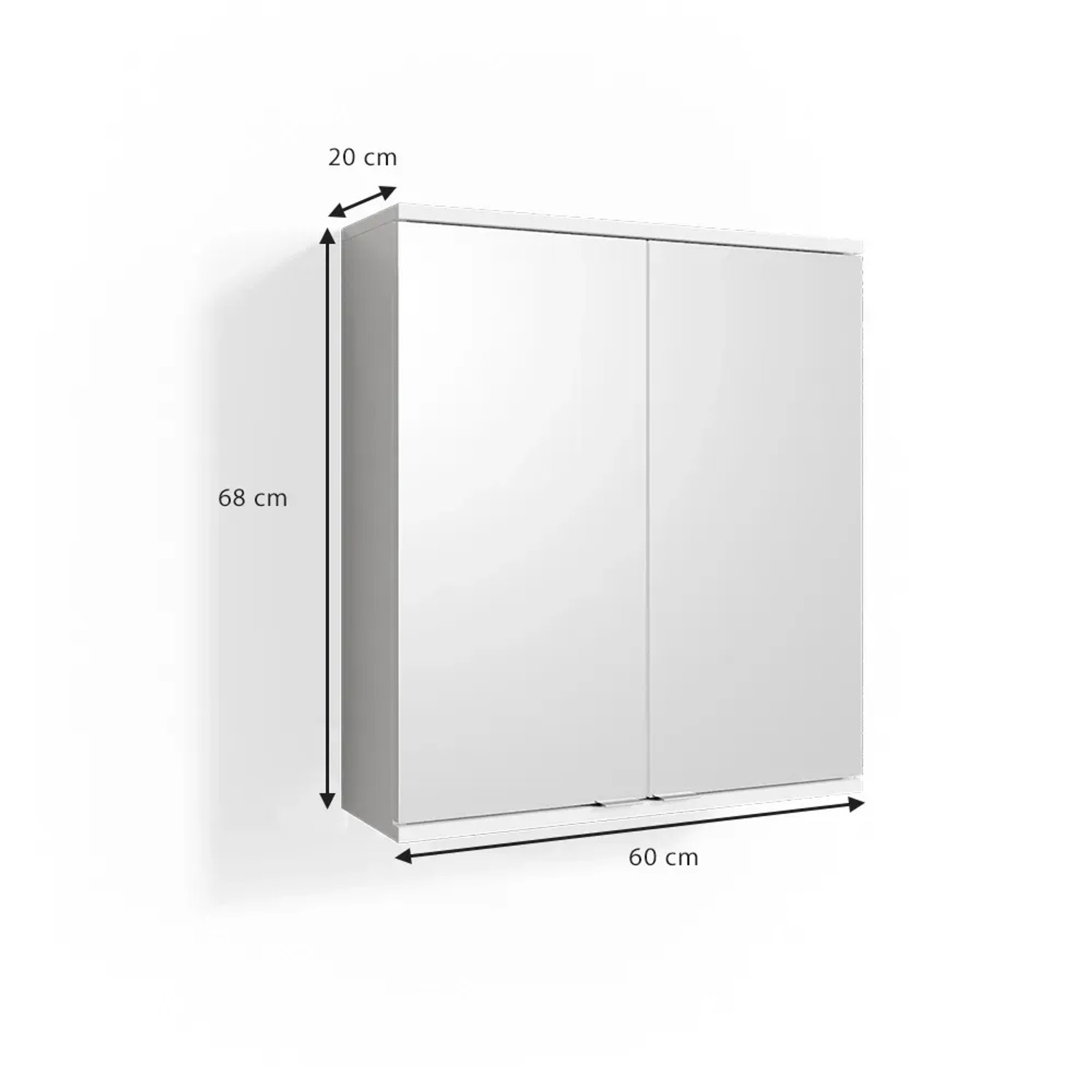 Vicco Badspiegelschrank Roy, weiß, 60x68 cm, mit zwei Spiegeltüren und Melaminharzbeschichtung.