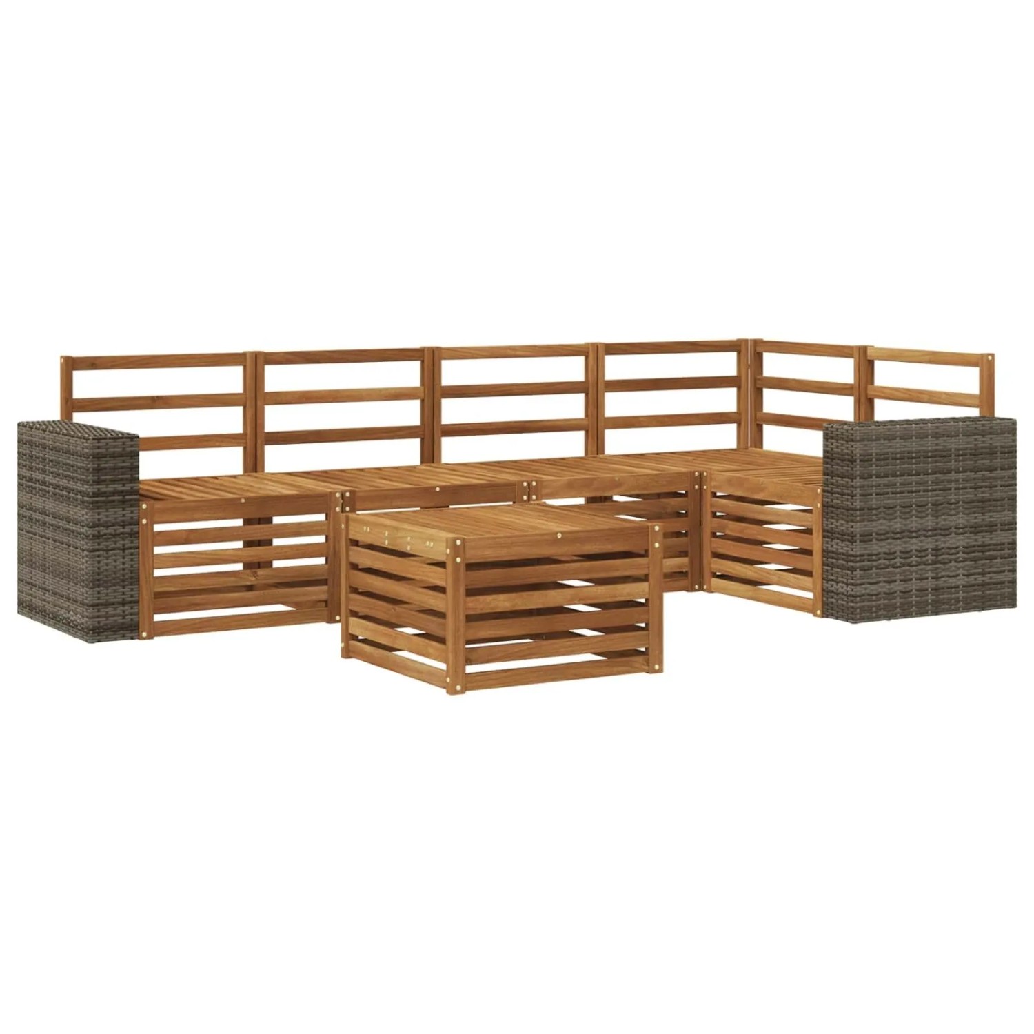 vidaXL Ecksofa Set 6 Stk Natur Massivholz Akazie 3384395