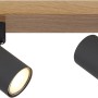 Globo Strahler Robby, 4-flammig, Graphit, mit Holzoptik. Moderner Spot für GU10 Leuchtmittel.