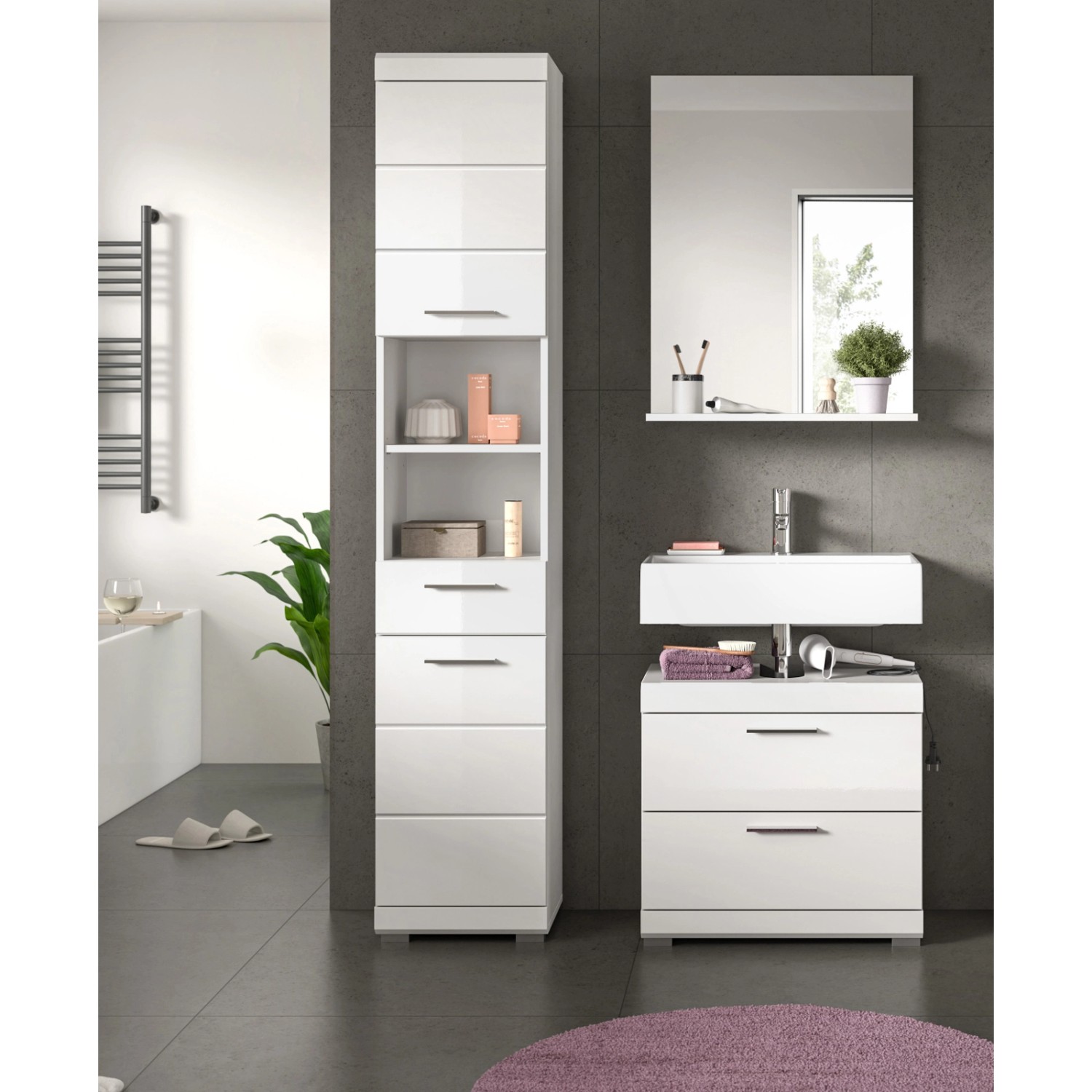 Inn.Furn Badezimmer Spiegel in Weiß 60 x 79 cm Shawn_5