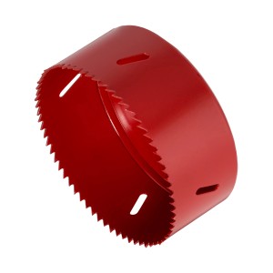 Rote LUX Lochsäge, 102 mm Durchmesser, für Bohrmaschinen. Werkzeug zum Bohren von Löchern in Holz und Gipskarton.