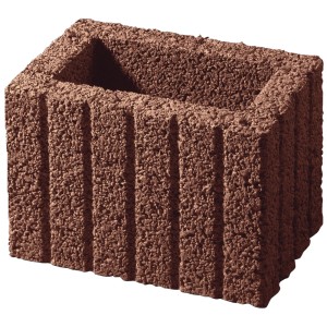 Brauner Mini Pflanzstein (30x20x20 cm) mit gerillter Struktur für Garten und Hänge.