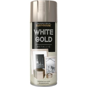 Rust-Oleum Metallic Sprühfarbe White-Gold, 400ml Dose für Innenanwendungen.