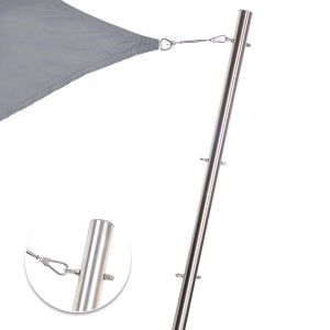 Edelstahl Sonnensegel Pfosten 3m mit 3-fach Höhenverstellung und Bodenhülse.