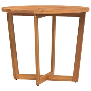 Runder vidaXL Garten-Esstisch aus Akazienholz, Ø90cm, mit Lattenrost-Tischplatte und Kreuzfuß.