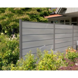 GartenLand WPC Zaun XL Ameland Exclusive Co-ex ca. 180 x 180 cm Sichtschutz Steckzaun Ameythstgrau Multic. mit Zwischen- und Abschlussleiste Anthrazit