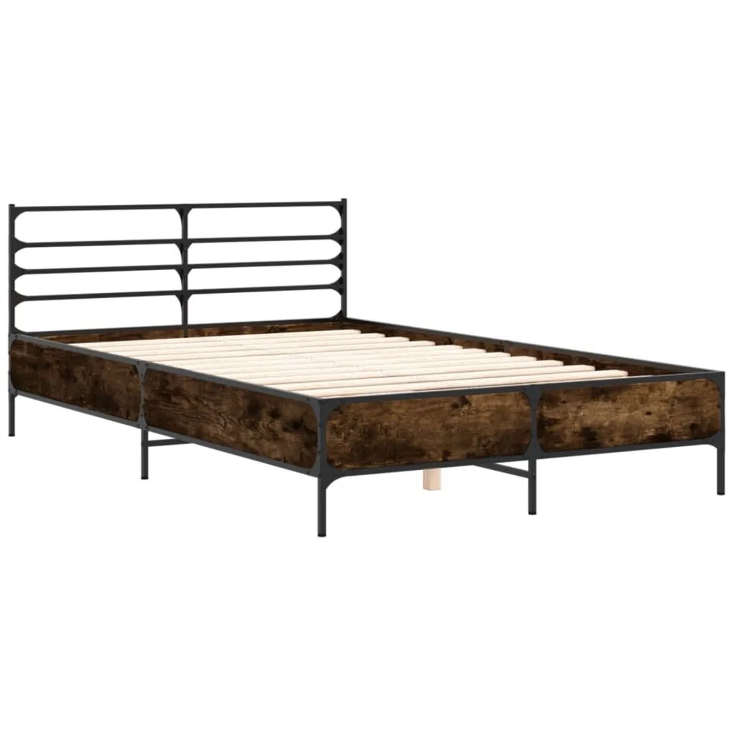 vidaXL Bettgestell Räuchereiche 135x190 cm Holzwerkstoff und Metall 3280074 günstig online kaufen