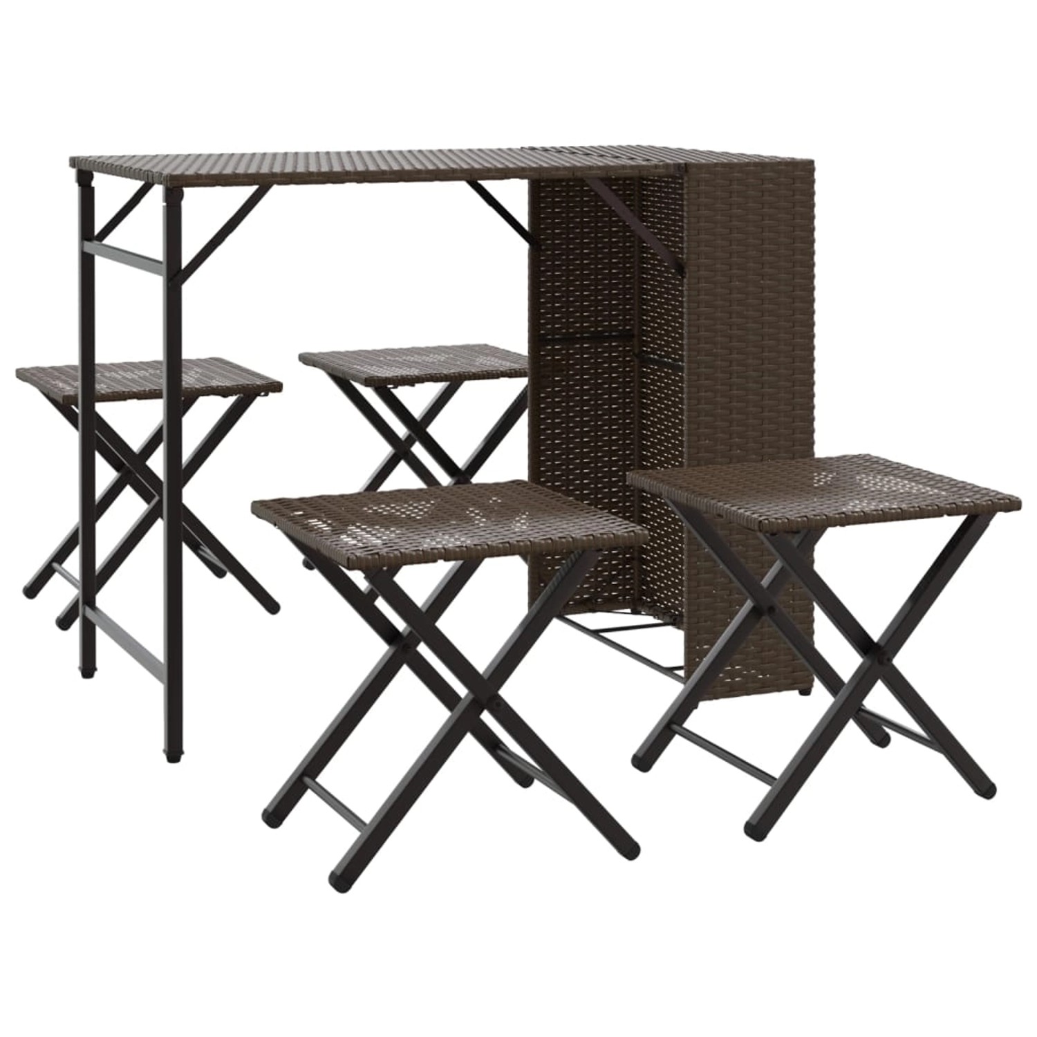 vidaXL 5-Tlg Garten-Essgruppe Klappbar Braun Poly Rattan 365945 günstig online kaufen