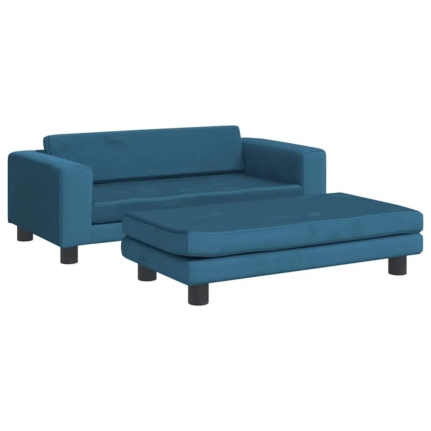 vidaXL Kindersofa mit Hocker Blau 100x50x30 cm Samt 3196407