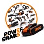 Worx Powershare Akku-System mit Akku-Heckenschere und weiteren Gartengeräten.