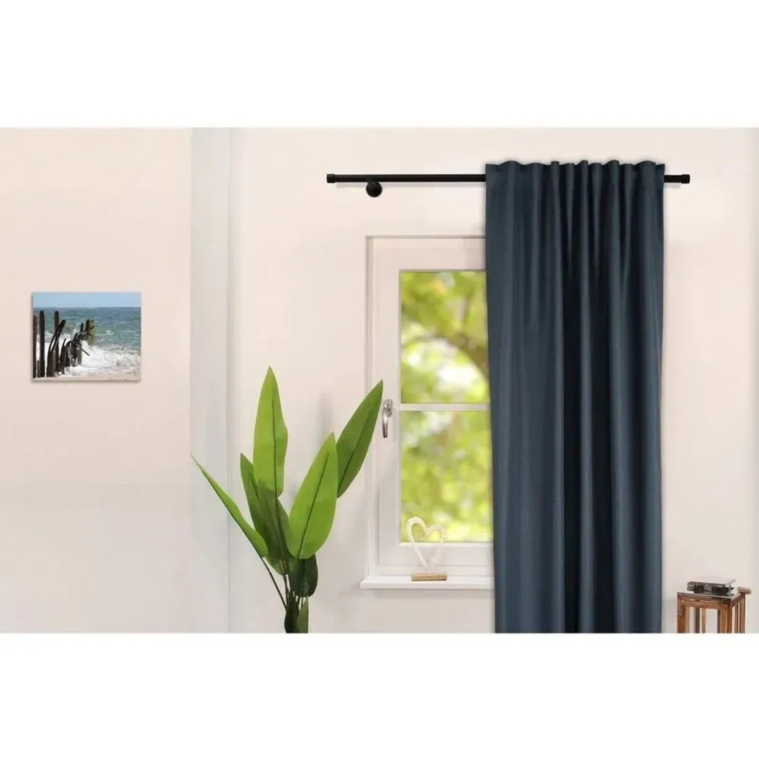 Deco-Raum Gardinenstange nach Maß 1-Lauf Kappe Ø 25mm Schwarz 150cm