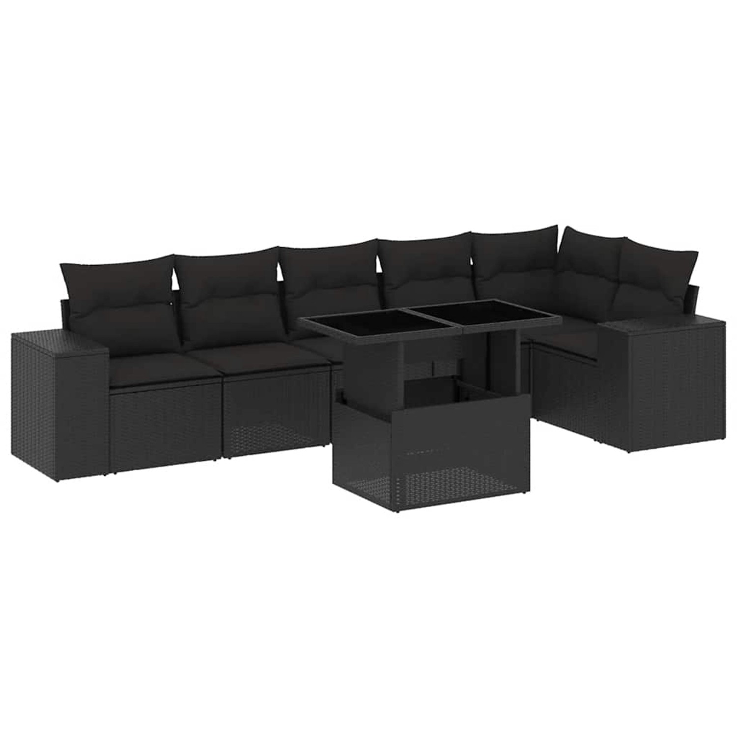 vidaXL 7-Tlg Garten-Sofagarnitur mit Kissen Schwarz Poly Rattan 3269175 günstig online kaufen