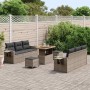 Graues 9-teiliges vidaXL Garten-Sofa-Set aus Polyrattan für Garten oder Terrasse.