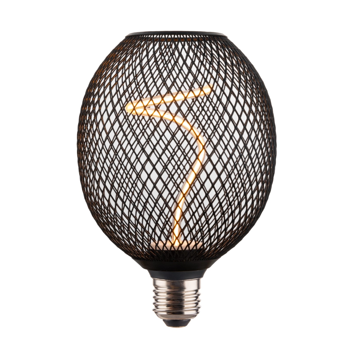 ENOVALITE LED Filament Leuchtmittel BUBBLE Vintage MESH E27 Dimmbar Warmweiß Schwarz Gitter