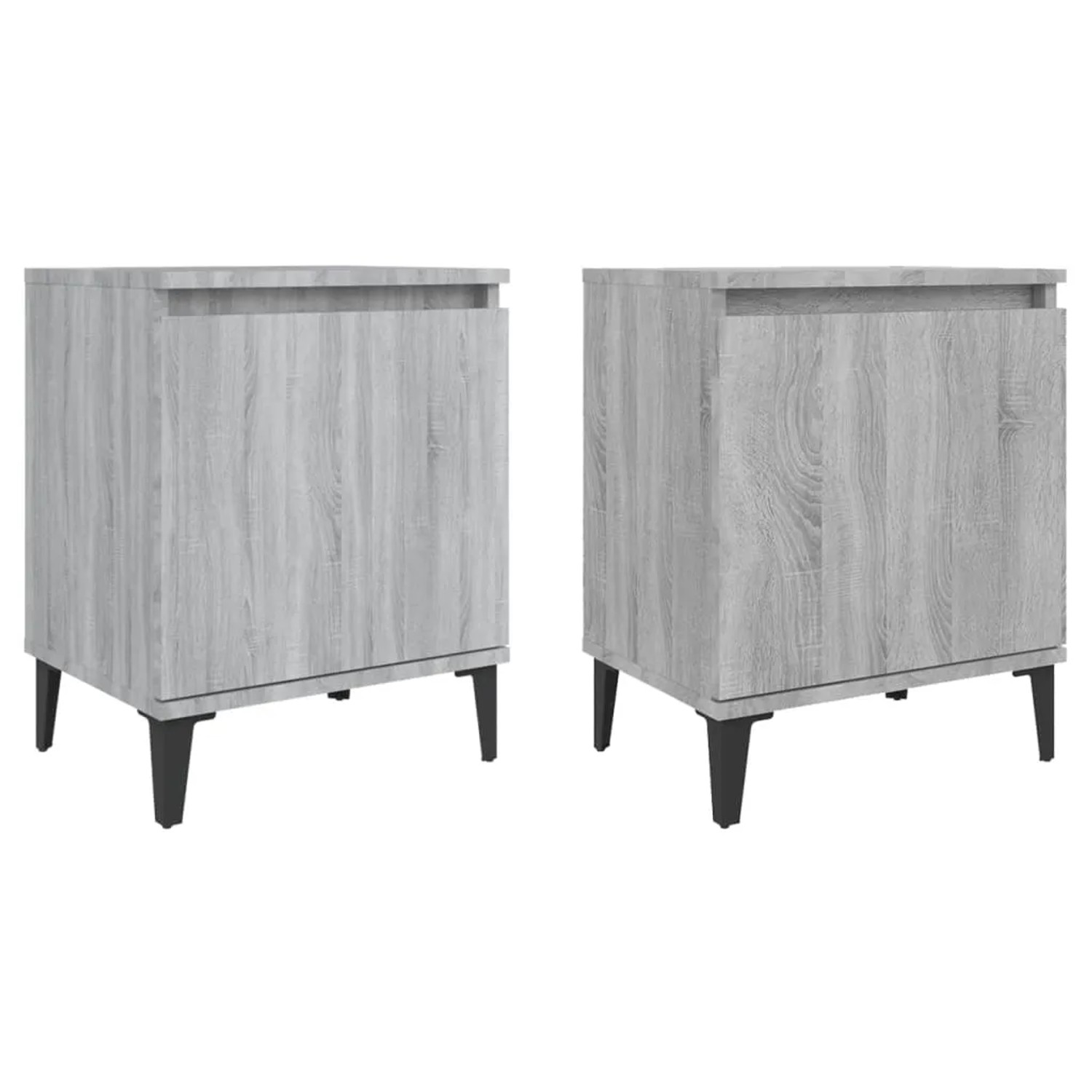 vidaXL Nachttisch mit Metallbeinen 2 Stk Grau Sonoma 40x30x50 cm