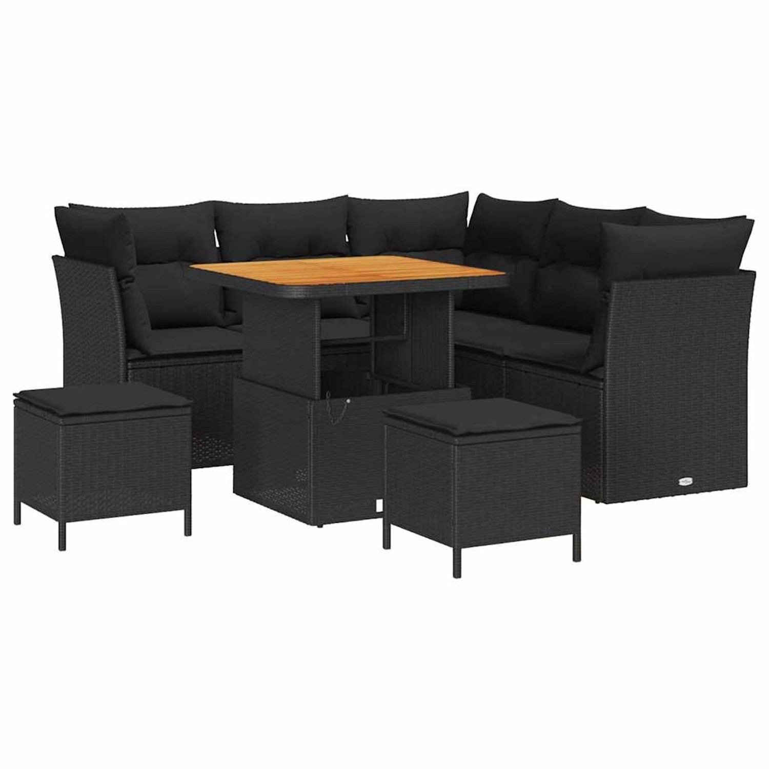 vidaXL 8-Teiliges Garten-Sofa-Set mit Kissen Schwarz aus Poly Rattan und Ak günstig online kaufen
