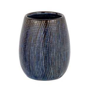 Schöner Wohnen Zahnputzbecher Ronta aus Keramik in Braun und Blau mit Oberflächenstruktur.