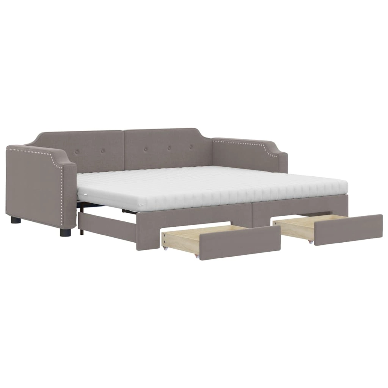 vidaXL Tagesbett Ausziehbar mit Schubladen Taupe 100x200 cm Stoff1897474 günstig online kaufen