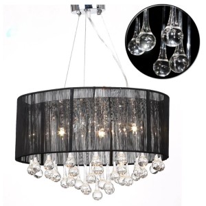 Schwarzer Kristall Kronleuchter mit 85 Glas Kristallen, 3-flammig für Lampen & Leuchten.