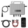 ECOFLOW Stream Mikro-Wechselrichter 800W für Balkonkraftwerk mit Kabel und Solar-Verlängerungen.