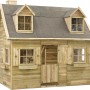 Holz-Spielhaus SwingKing Milan mit Dach, Fenstern und Tür. Ideal für Kinder zum Spielen im Garten.