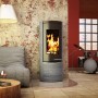 Wamsler Myra Kaminofen mit Specksteinverkleidung in Schwarz, 8 kW Leistung. Zeitbrandofen für gemütliche Wärme.
