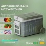 Grüne Outsunny Kühlbox mit Rädern, Griff, 33L Volumen. Dual-Zone Autokühlschrank für -20°C bis 20°C.