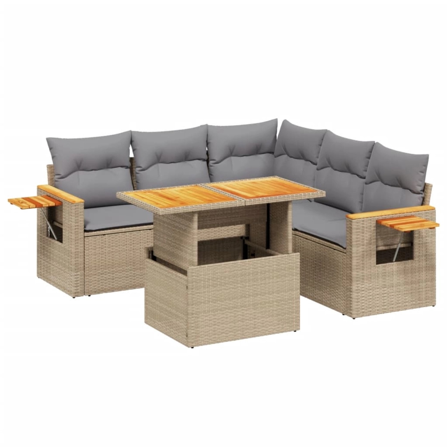 vidaXL 6-tlg Garten-Sofagarnitur mit Kissen Beige Poly Rattan Modell 398 günstig online kaufen