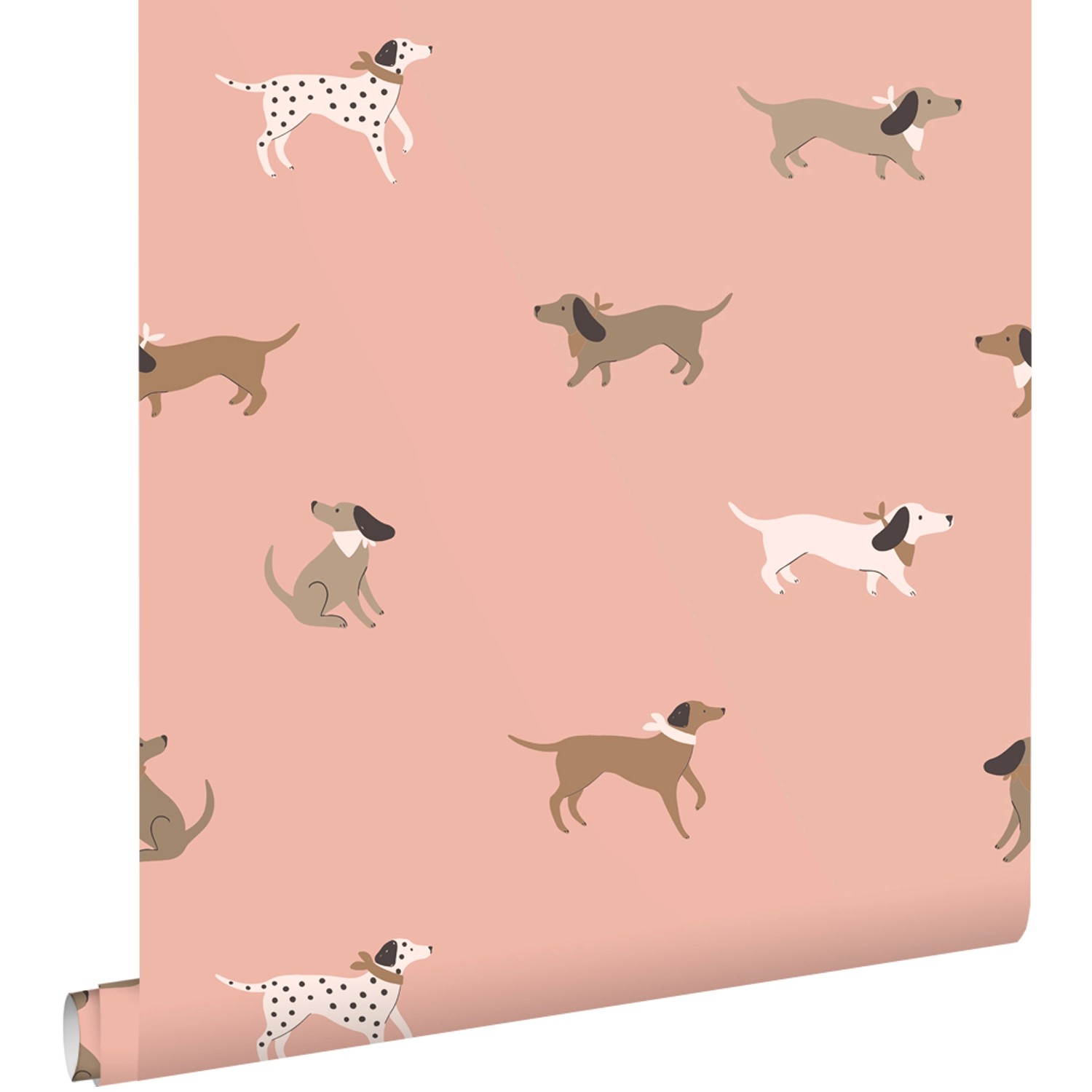 ESTAhome Tapete Hunde Rosa und Braun 50 x 900 cm günstig online kaufen
