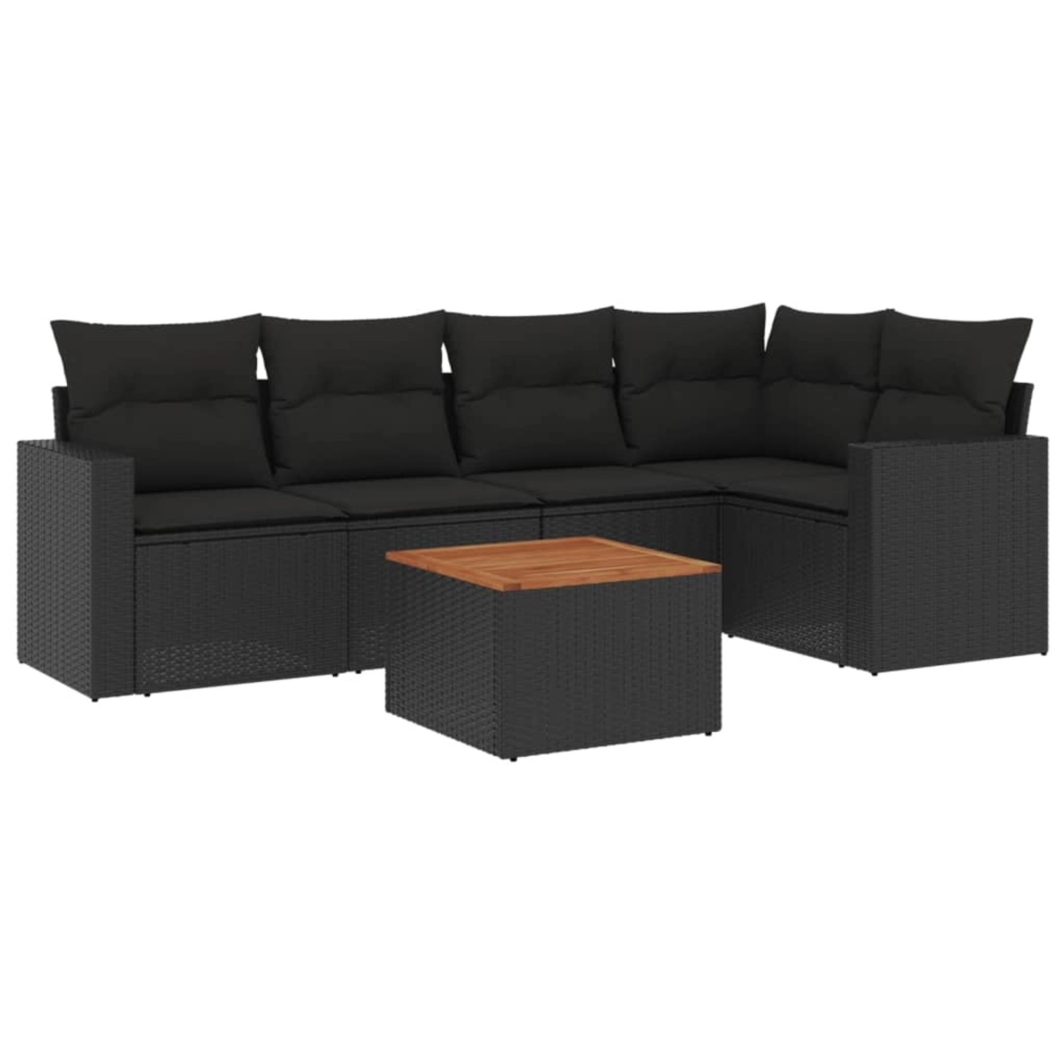 vidaXL 6-tlg Garten-Sofagarnitur mit Kissen Schwarz Poly Rattan Modell 86 günstig online kaufen