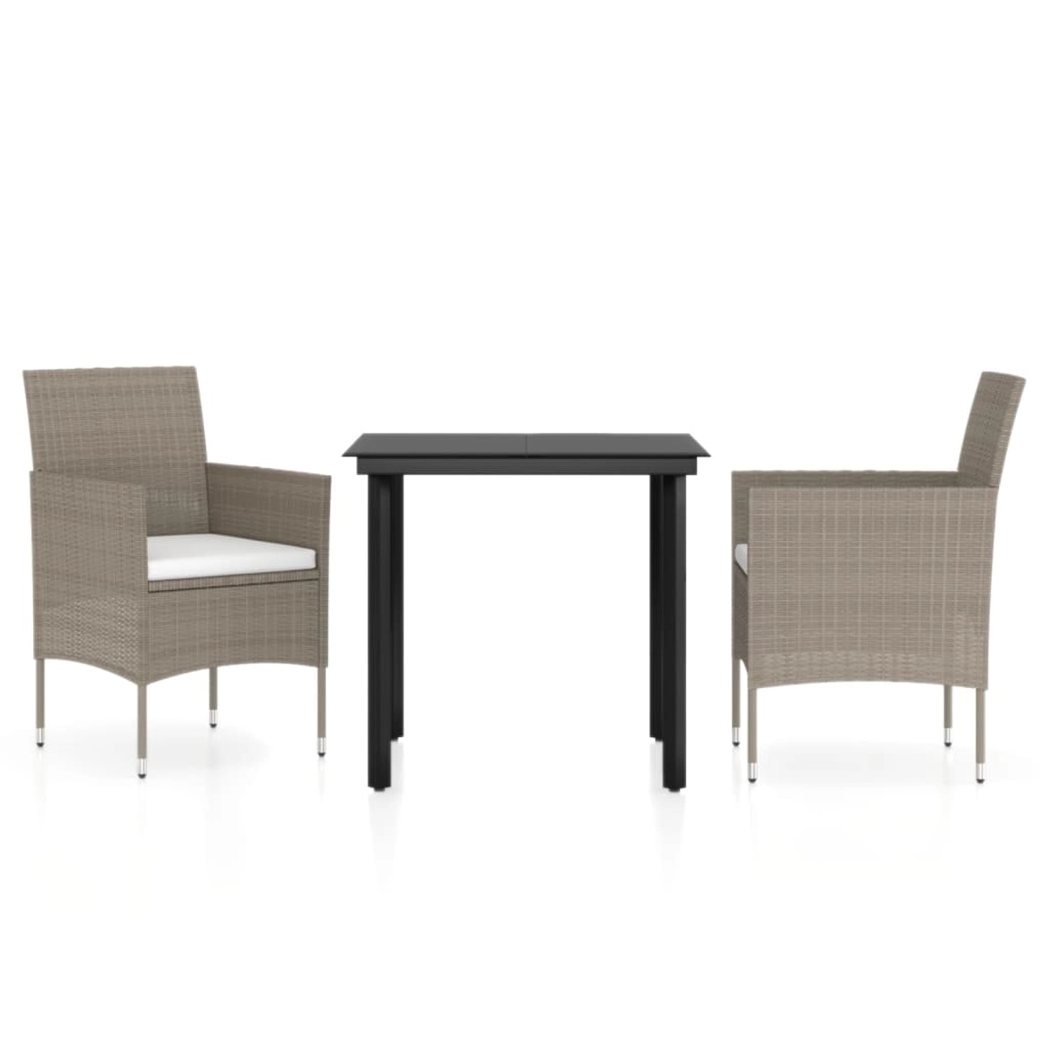 vidaXL 3-Tlg Garten-Essgruppe mit Kissen Beige und Schwarz 3099293