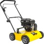 Texas Benzin-Vertikutierer Pro Cut 460TG: Gelber Vertikutierer mit schwarzem Motor und Rädern.