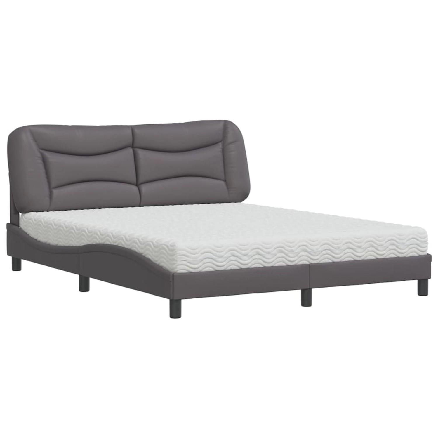 vidaXL Bett mit Matratze Grau 160x200 cm Kunstleder Modell 22009750 günstig online kaufen